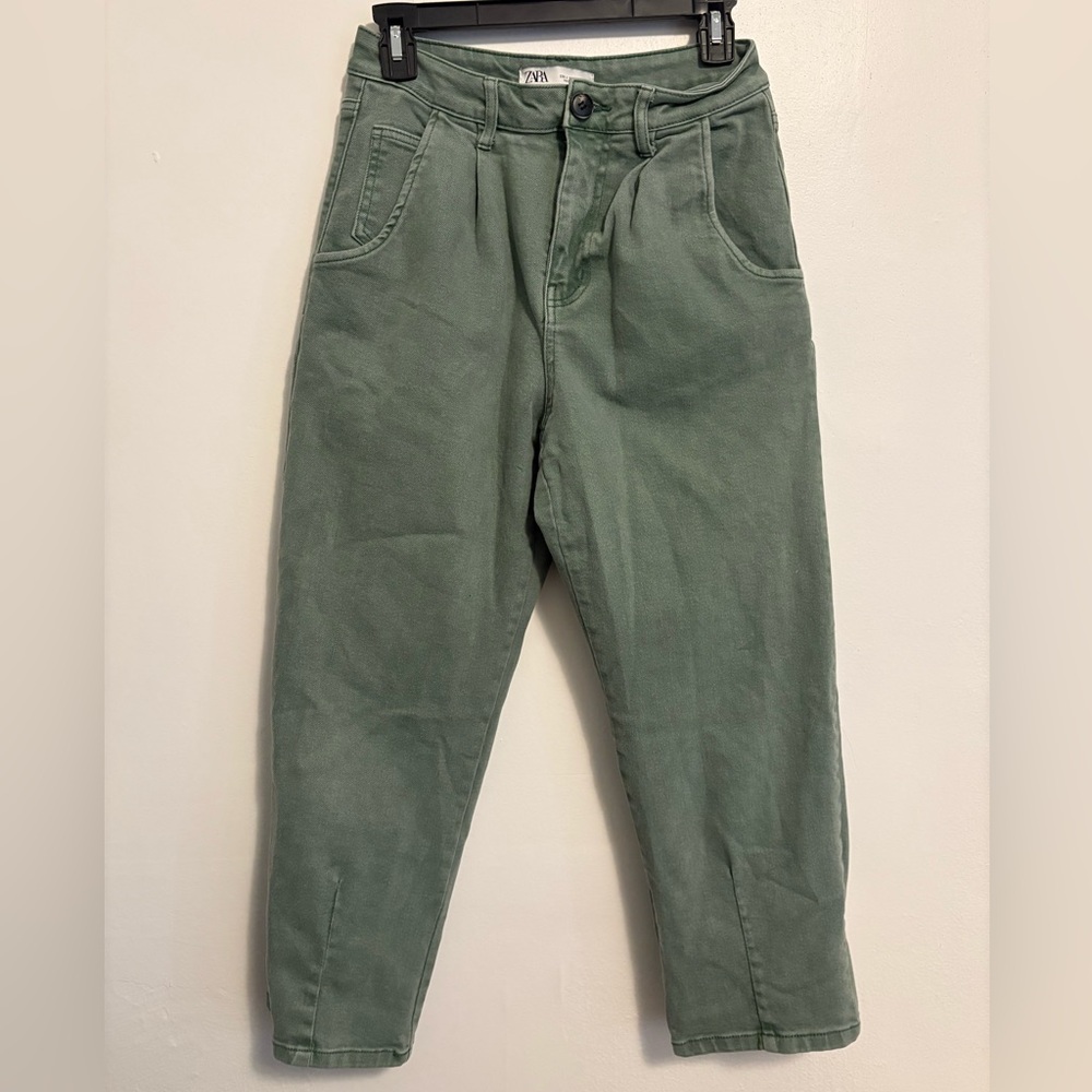Zara Sage Green Casual Pants